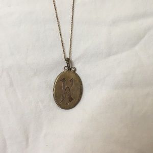 vintage brass Initial necklace